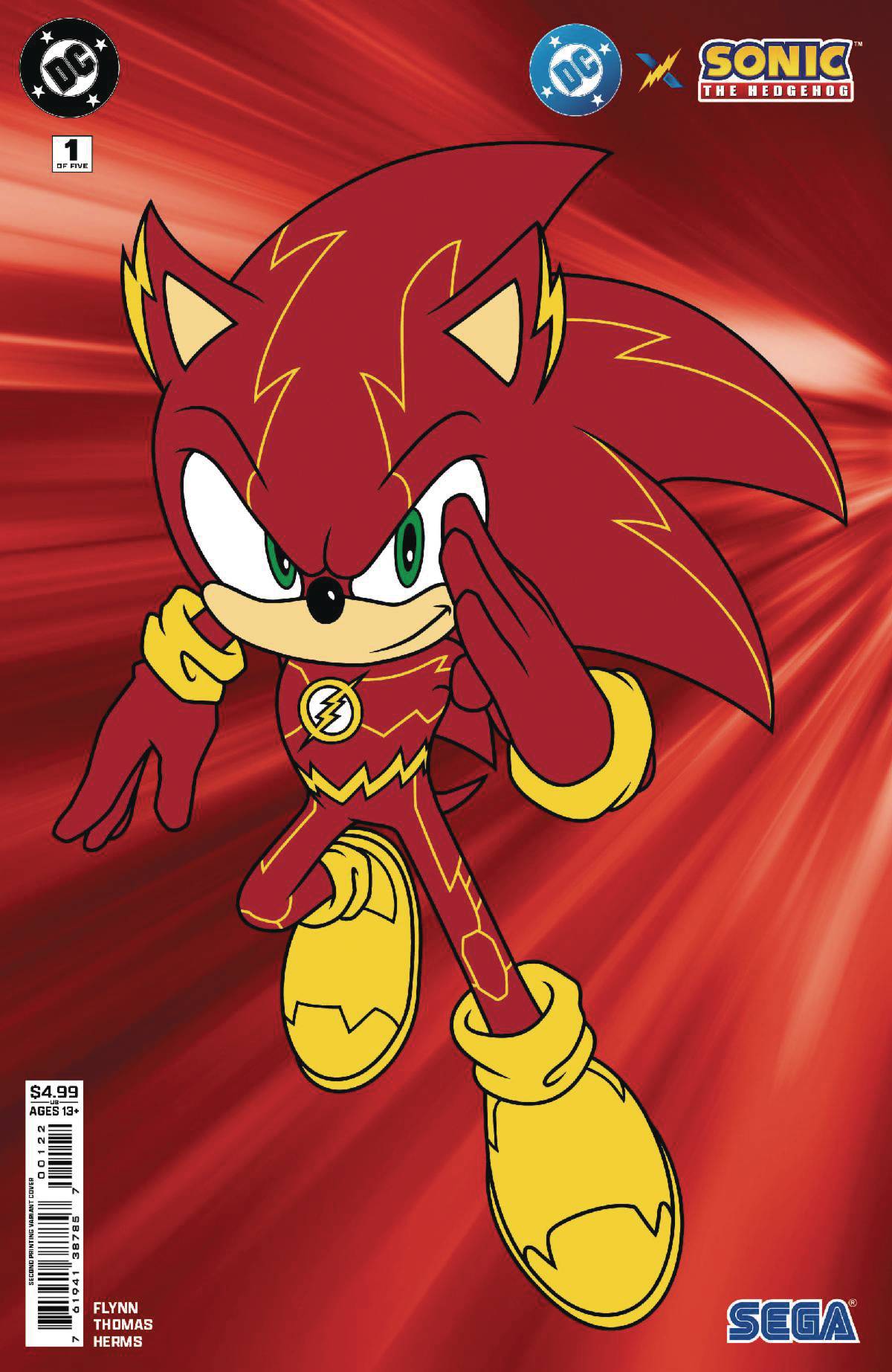 DC X SONIC THE HEDGEHOG #1 (OF 5) Second Printing Cvr B Flash Card Stock var